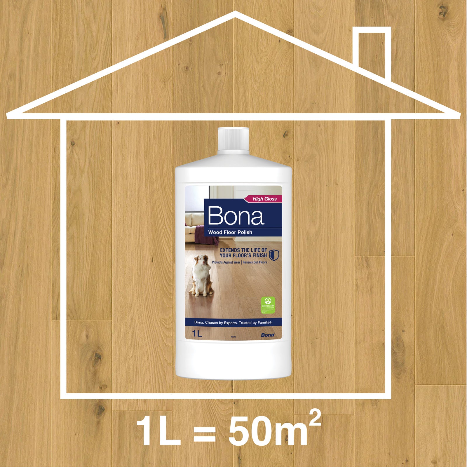 Bona 1L Gloss Wood Floor Polish High Gloss Timber Floor Restorer