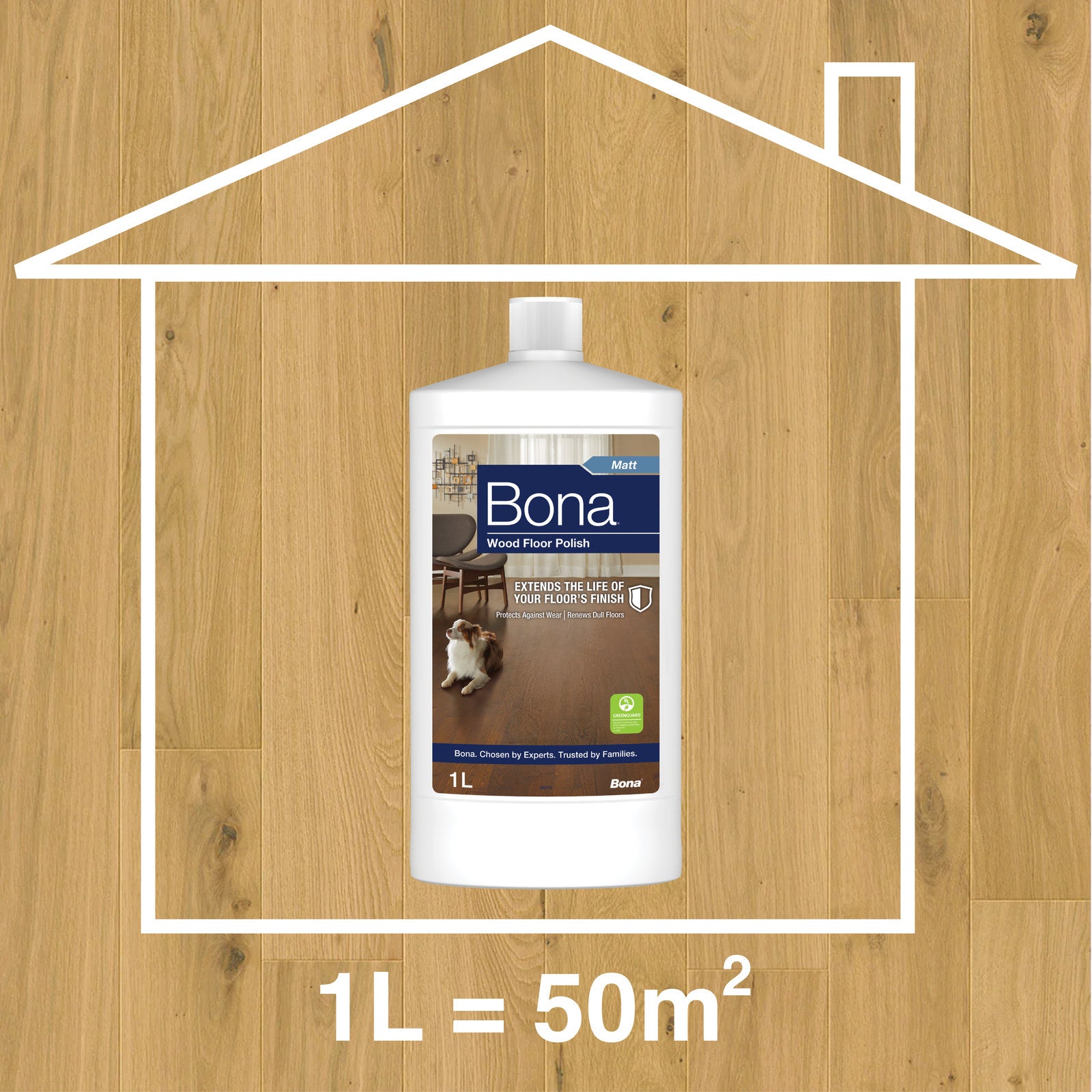 Bona 1L Matt Wood Floor Polish Low Sheen Timber Floor Restorer