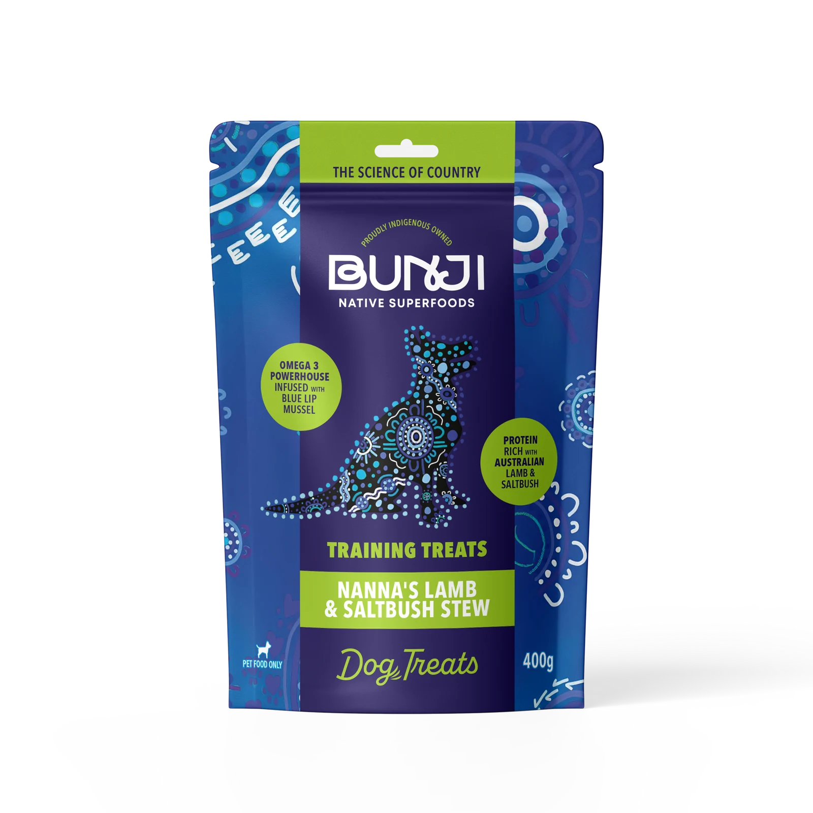 Bunji Native Superfoods Nanna's Lamb & Saltbush Stew Dog Treat 400g Australian Made