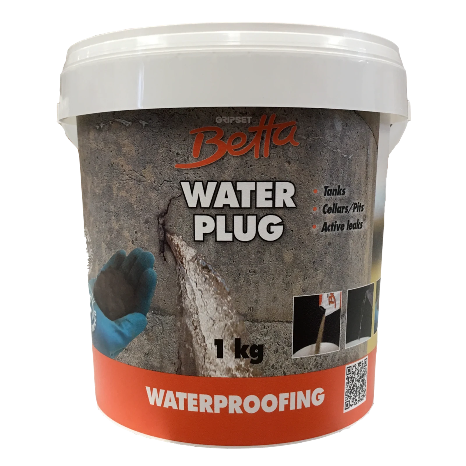 Gripset Betta 1kg Grey Rapid Setting Water Plug Powder BETRC001