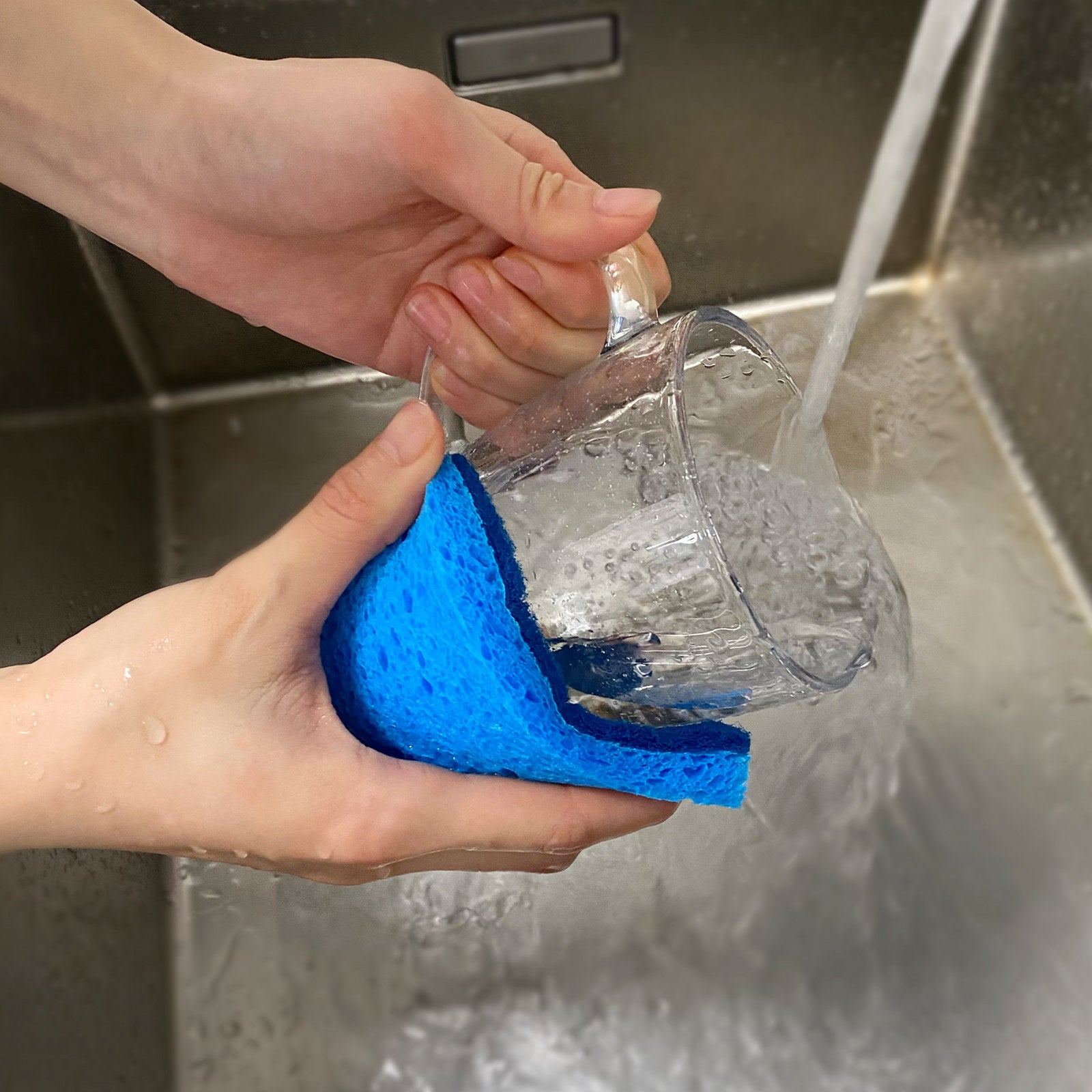 All Set Blue Non-Scratch Cellulose Sponge Scourers 3 Pack S-Curve Grip