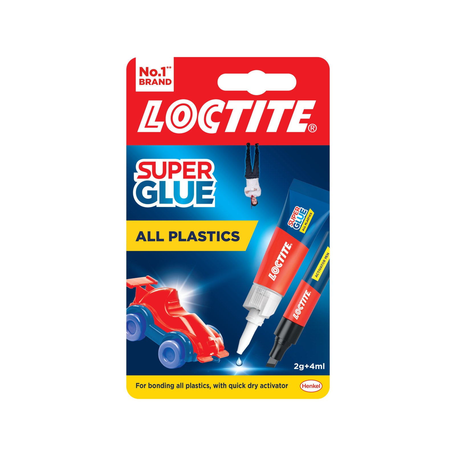 Loctite All Plastics 2-Part Superglue 2g & 4ml, Clear Drying Bonding System