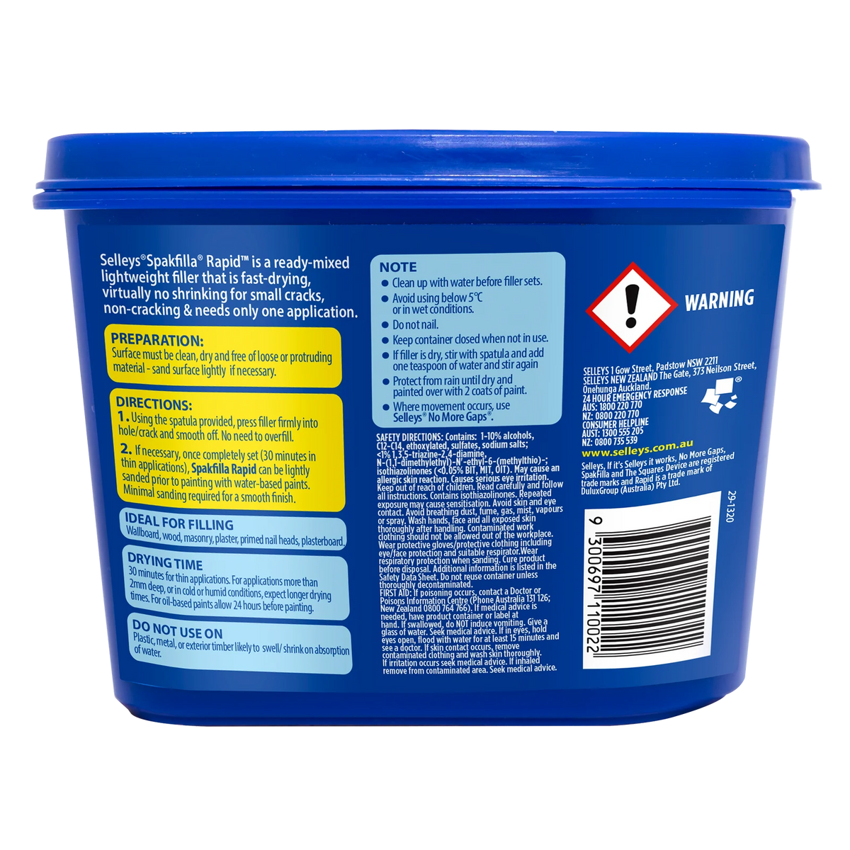 Selleys Spakfilla Rapid Paintable Sandable Gap Filler White 260g