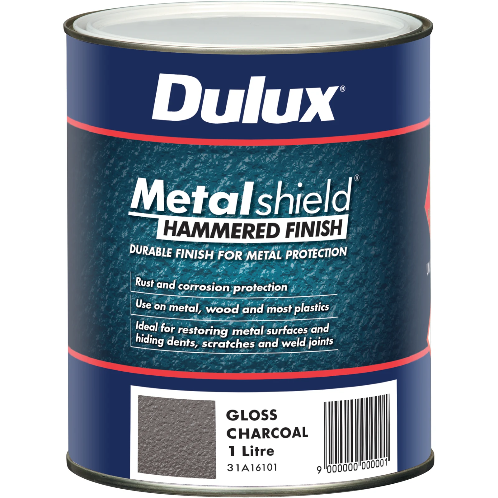 Dulux Metalshield Hammered Finish Paint 1L Charcoal, 10m2/L Coverage