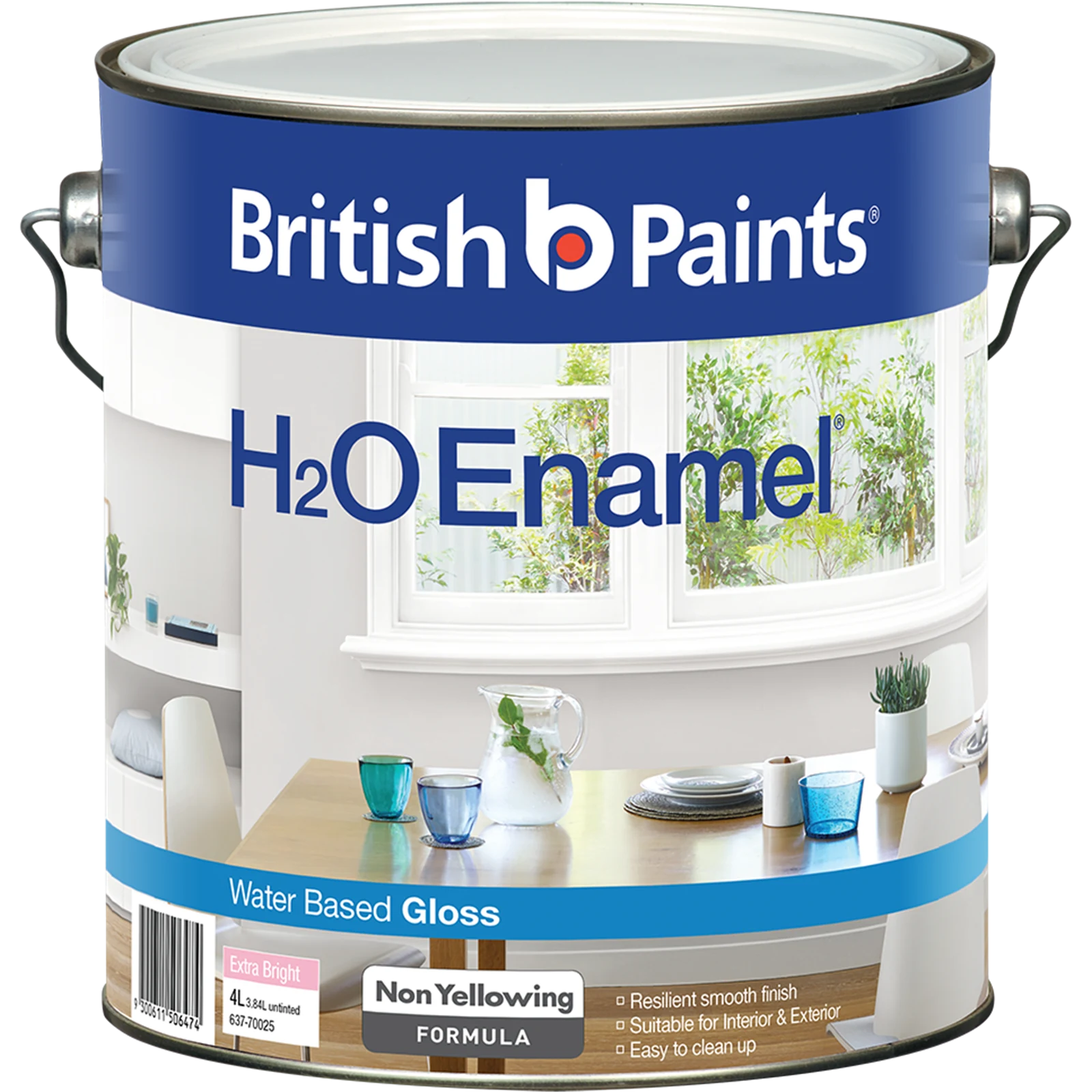 British Paints 4L Extra Bright Gloss H2O Enamel Paint Indoor Outdoor