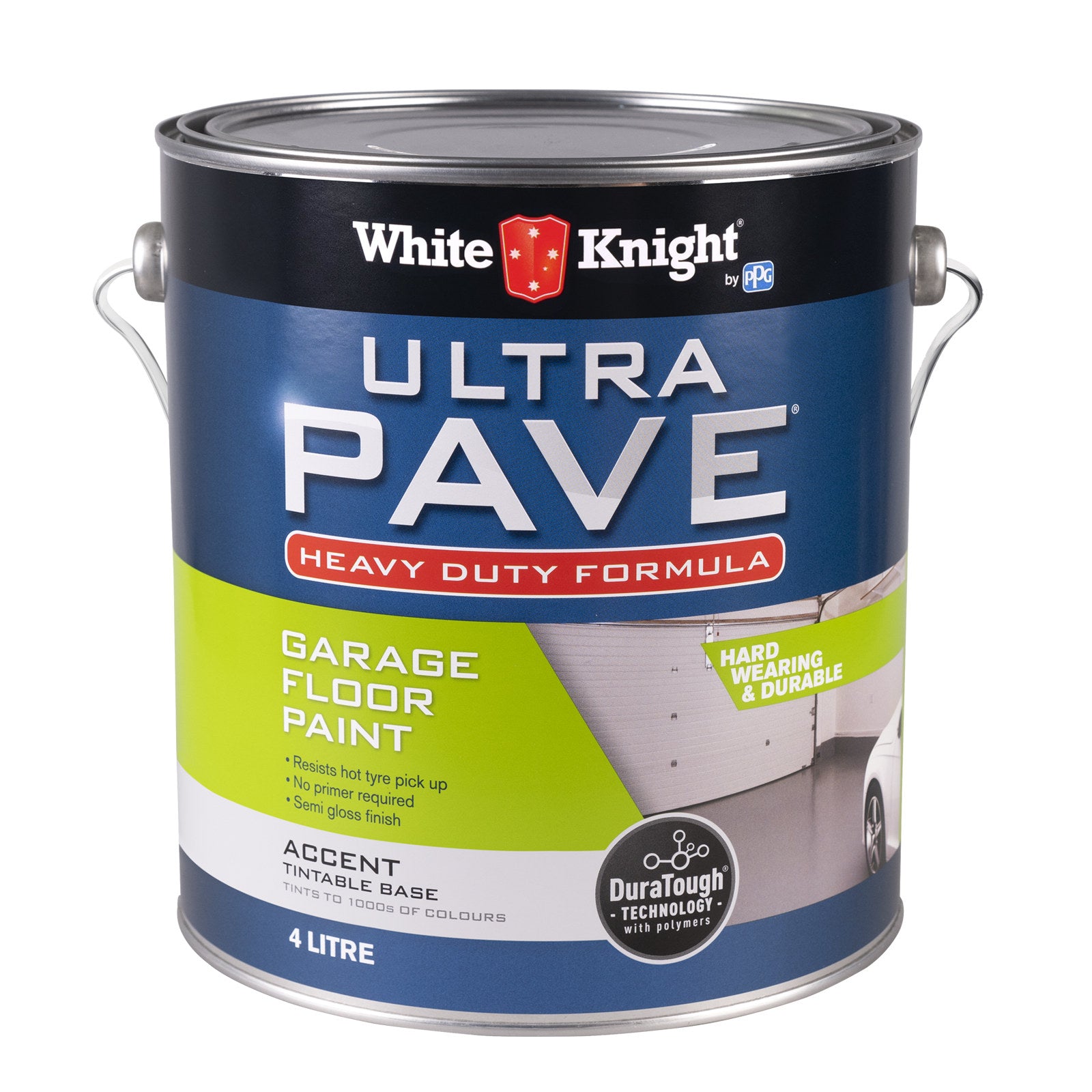 White Knight Ultra Pave 4L Accent Heavy Duty Garage Floor Paint - Oil Based, UV Resistant, 14m2/L
