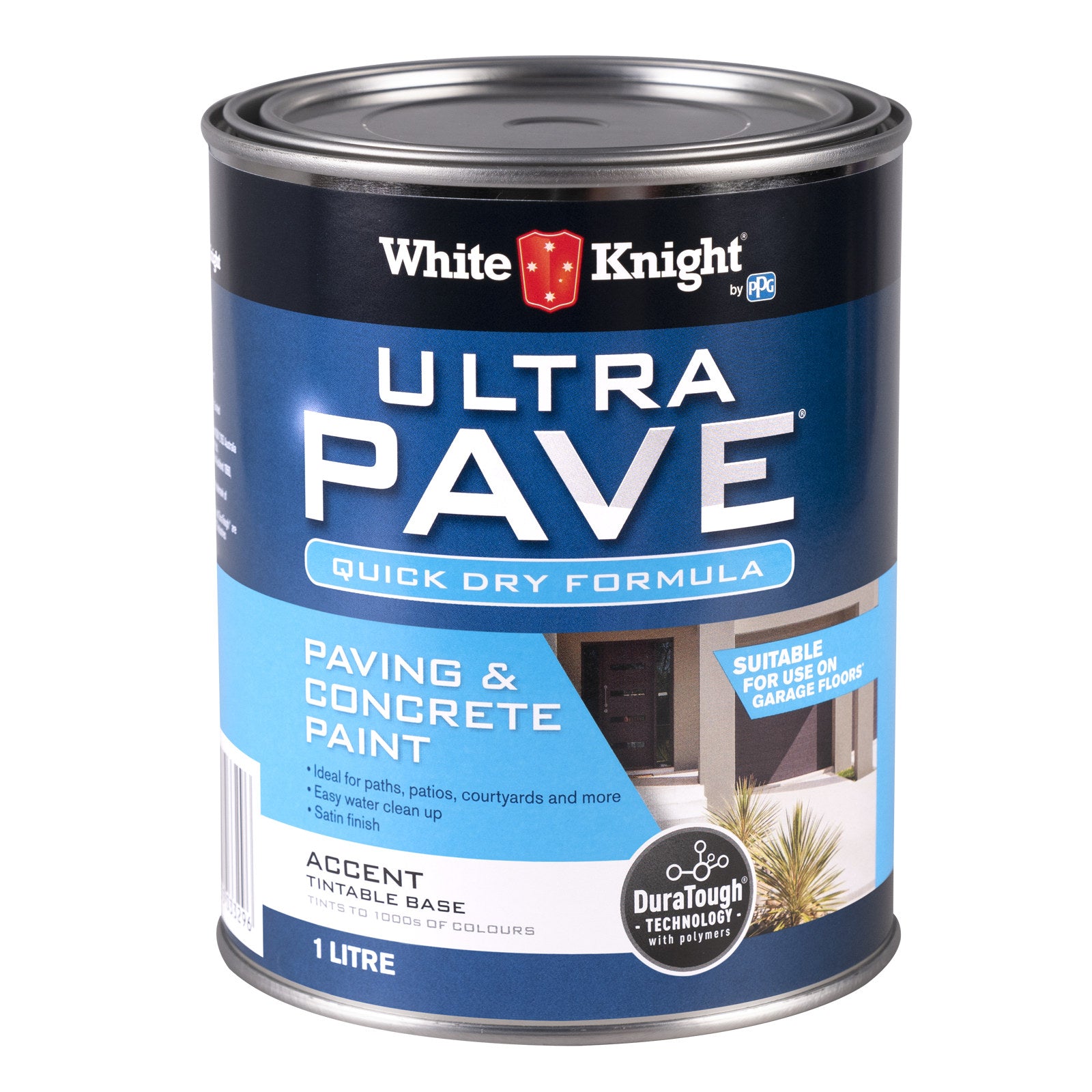 White Knight Ultra Pave 1L Accent Quick Dry Paving & Concrete Paint - Water Based, Tintable, Recoat 2hrs