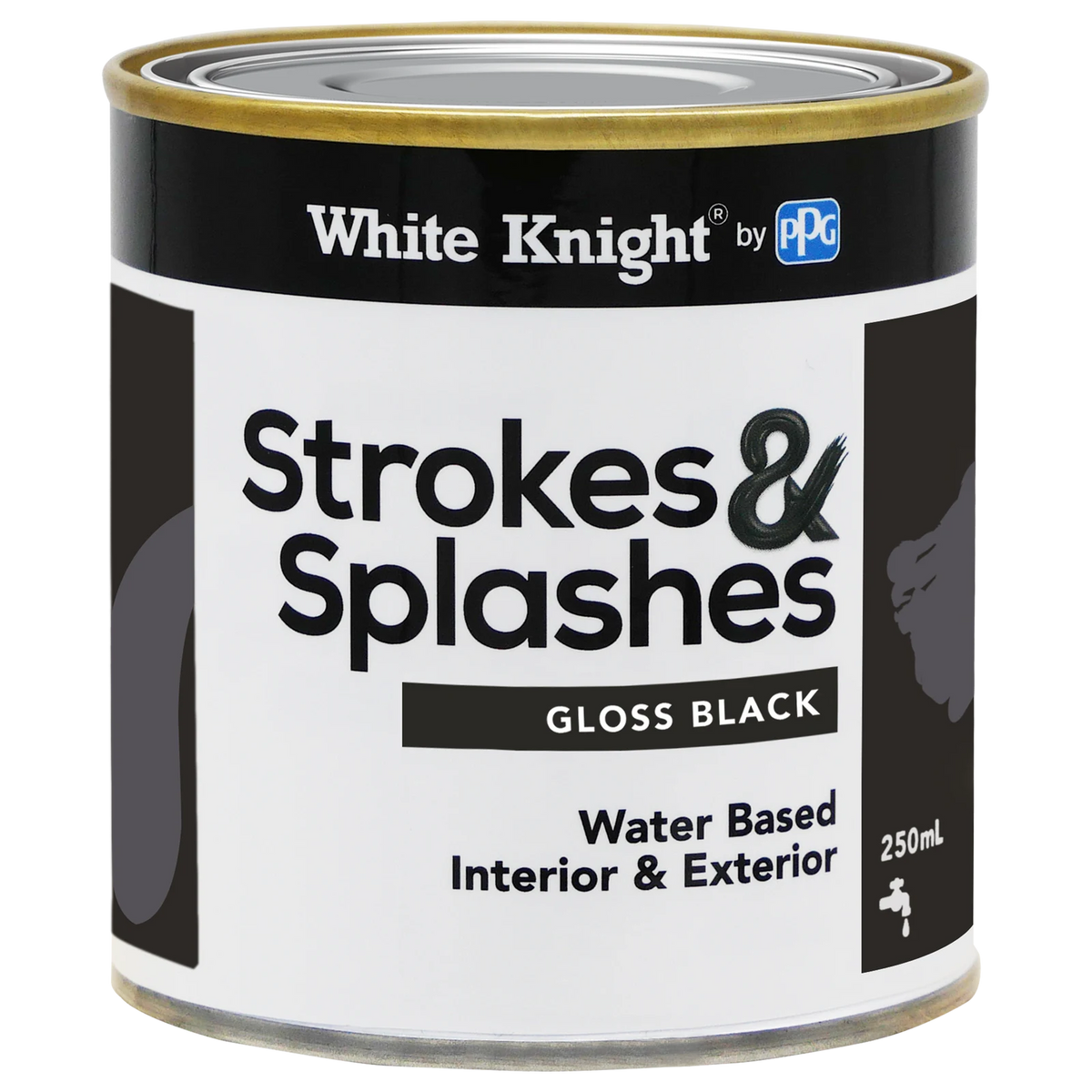 White Knight Strokes And Splashes Paint 250ml Black Gloss