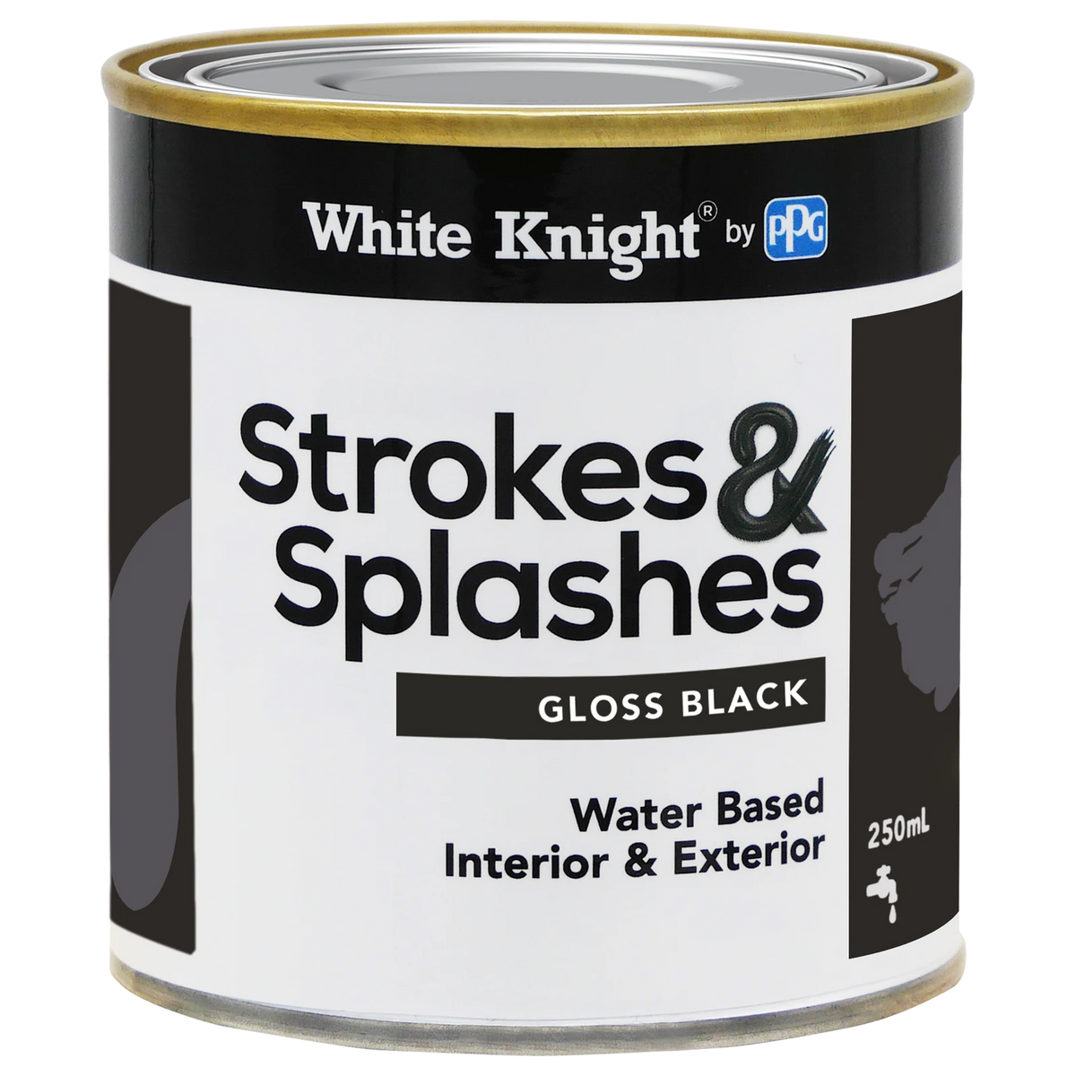 White Knight Strokes And Splashes Paint 250ml Black Gloss