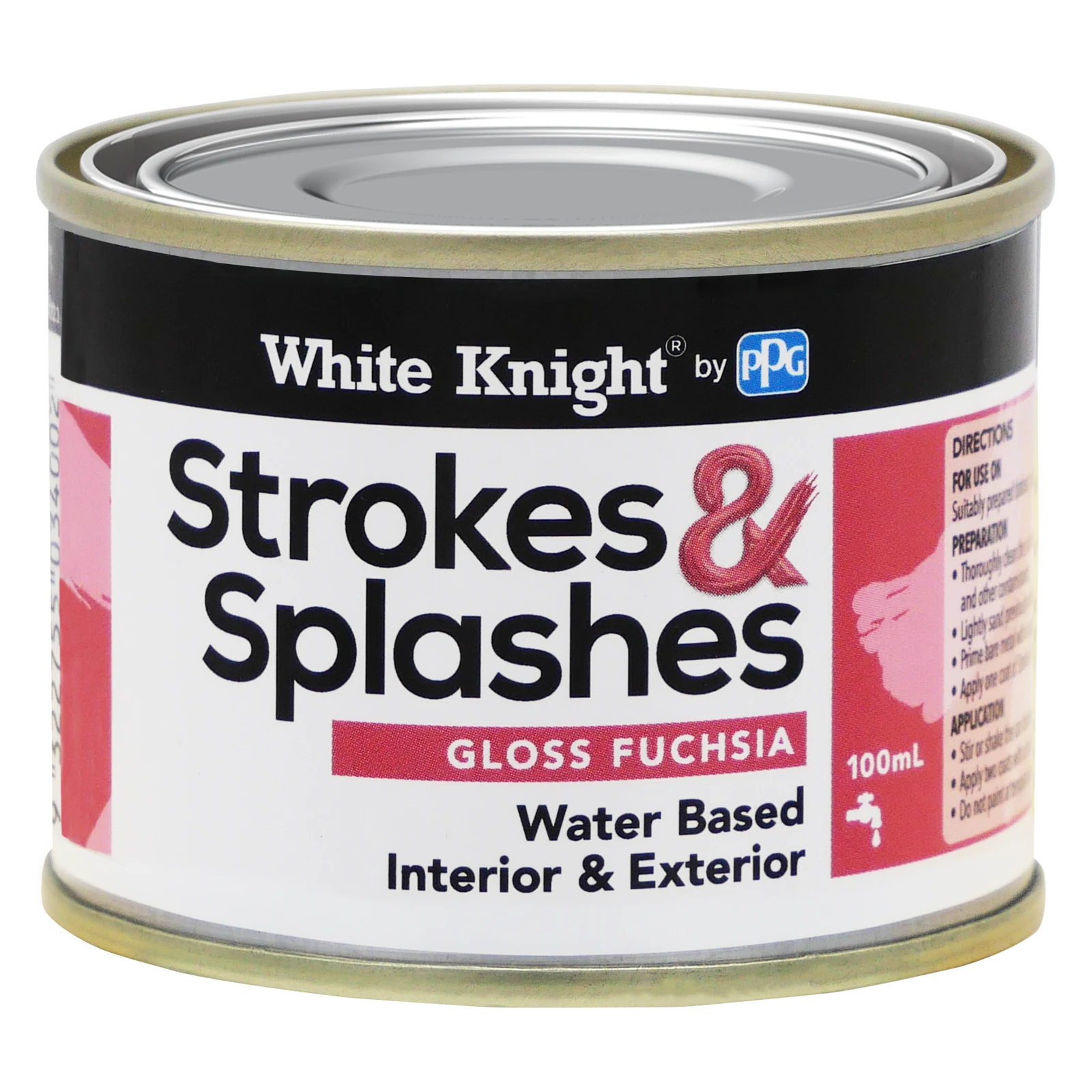 White Knight Strokes & Splashes 100ml Fuchsia Gloss Water-Based Craft Paint