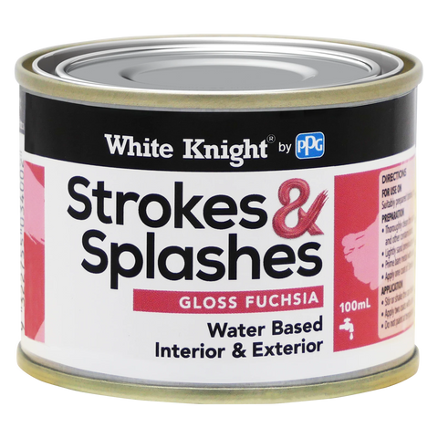 White Knight Strokes & Splashes 100ml Fuchsia Gloss Water-Based Craft Paint