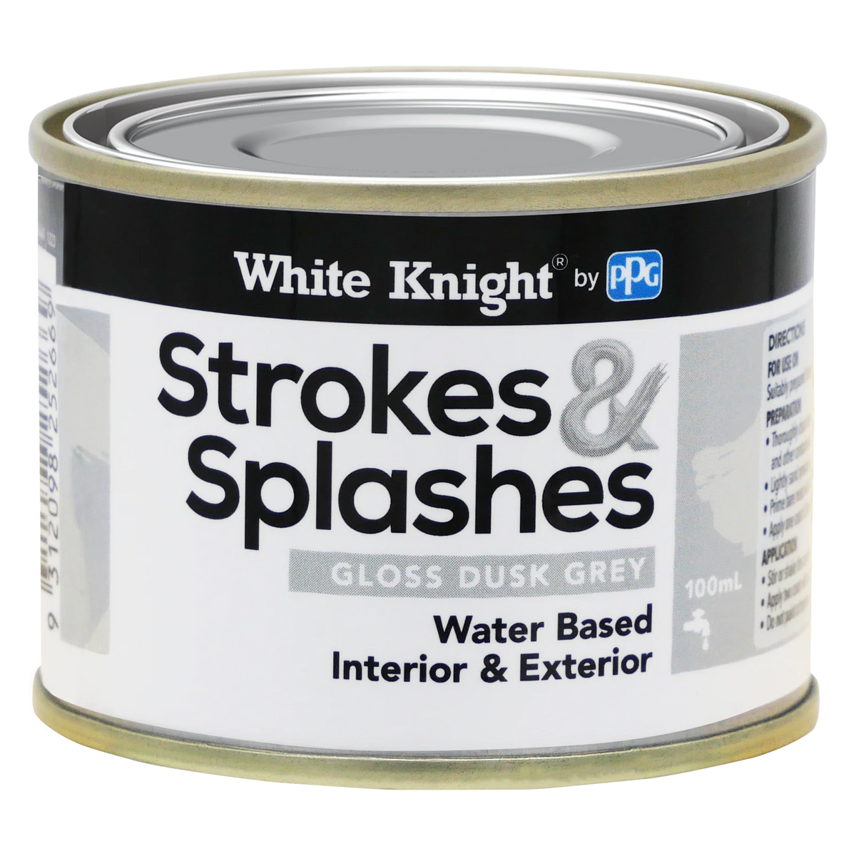 White Knight Strokes & Splashes 100ml Dusk Grey Water-Based Craft Paint Indoor Outdoor