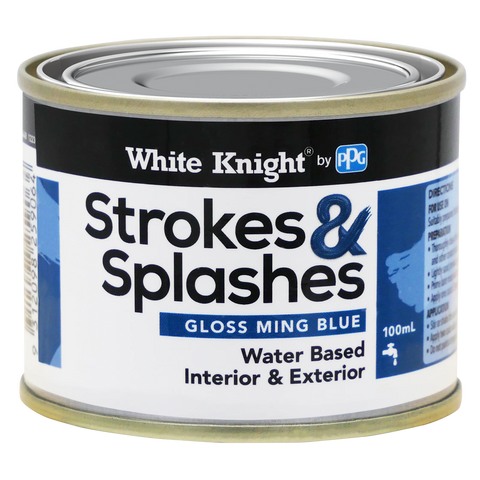 White Knight Strokes & Splashes 100ml Ming Blue Gloss Water-Based Craft Paint Indoor Outdoor
