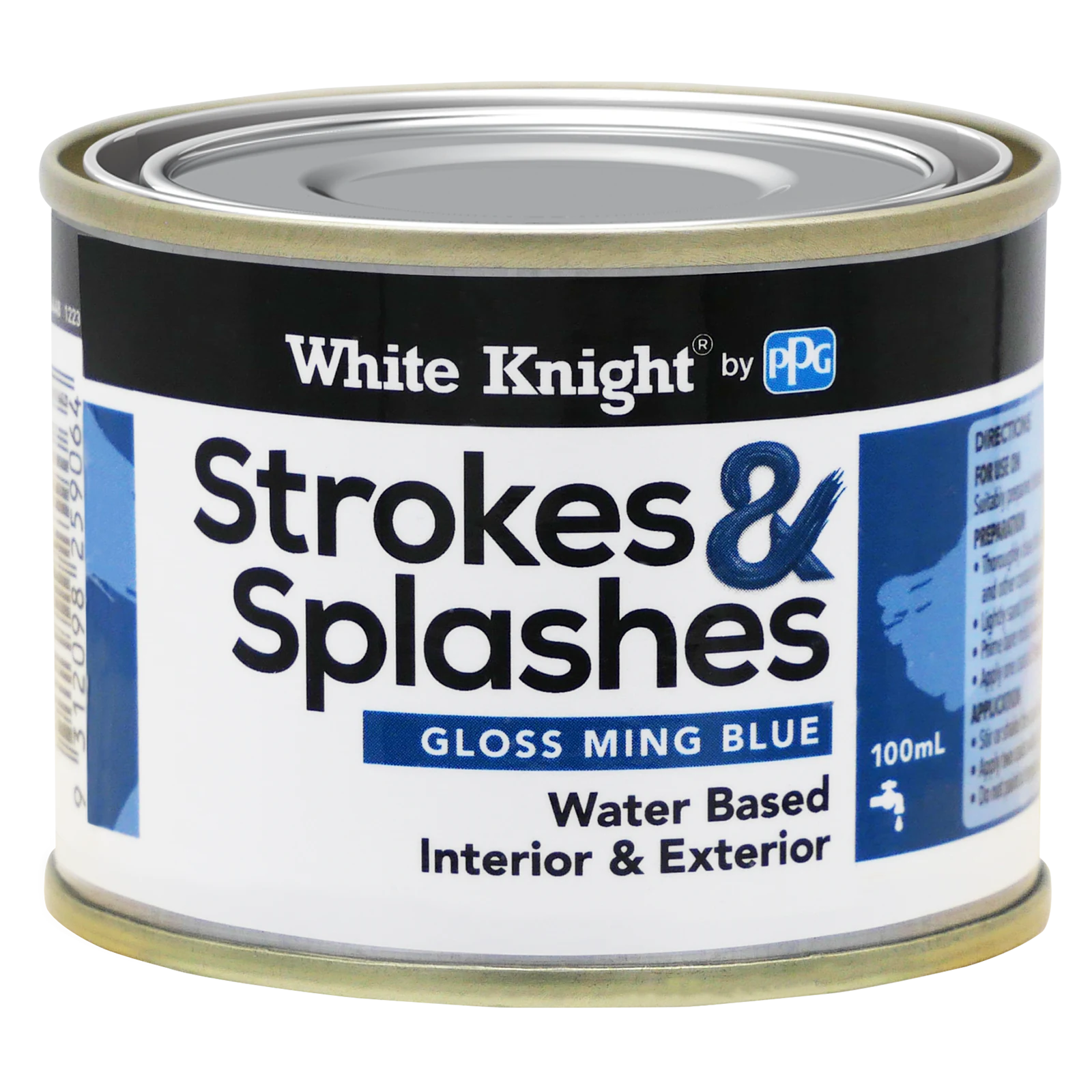 White Knight Strokes & Splashes 100ml Ming Blue Gloss Water-Based Craft Paint Indoor Outdoor