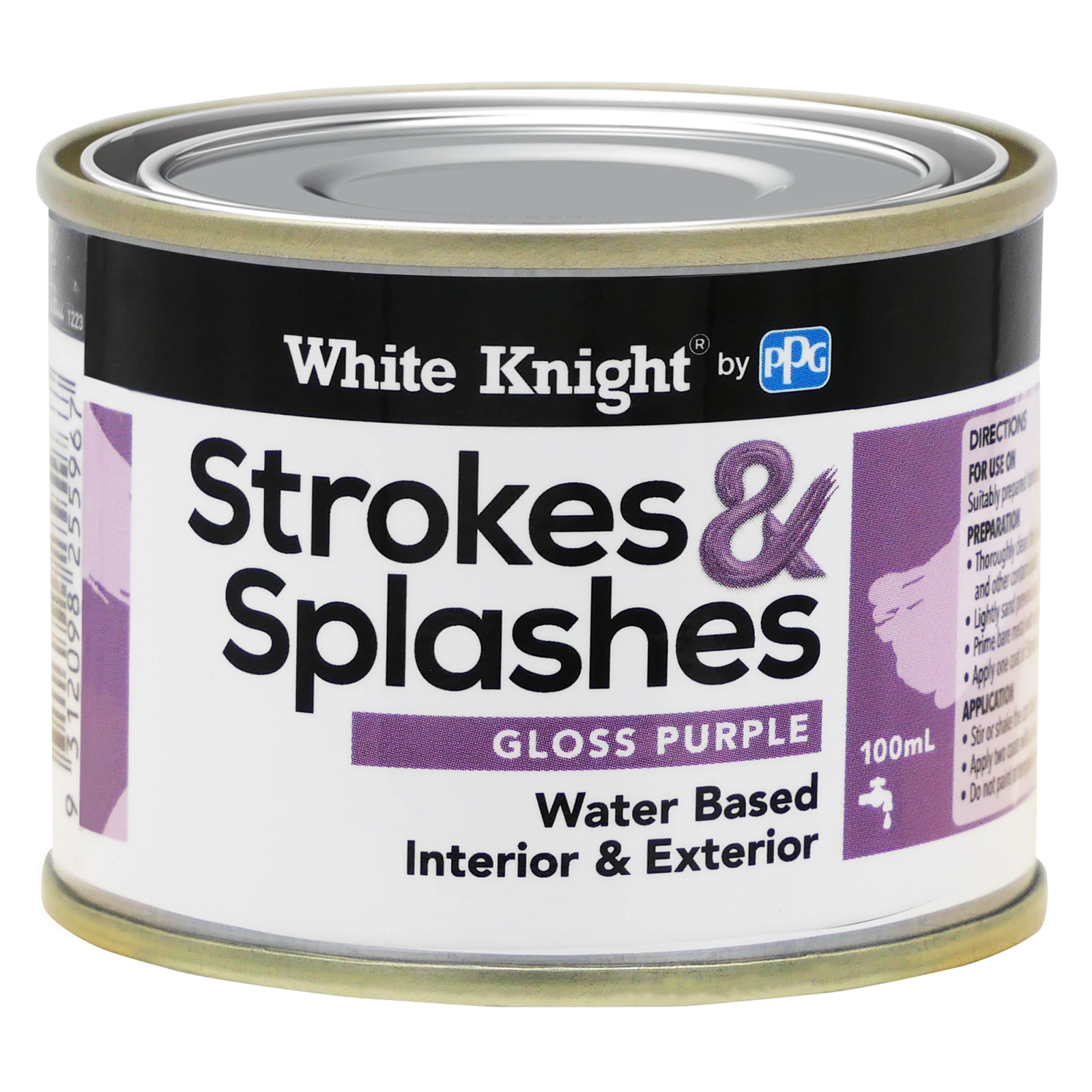 White Knight 100ml Purple Strokes & Splashes Water-Based Gloss Paint