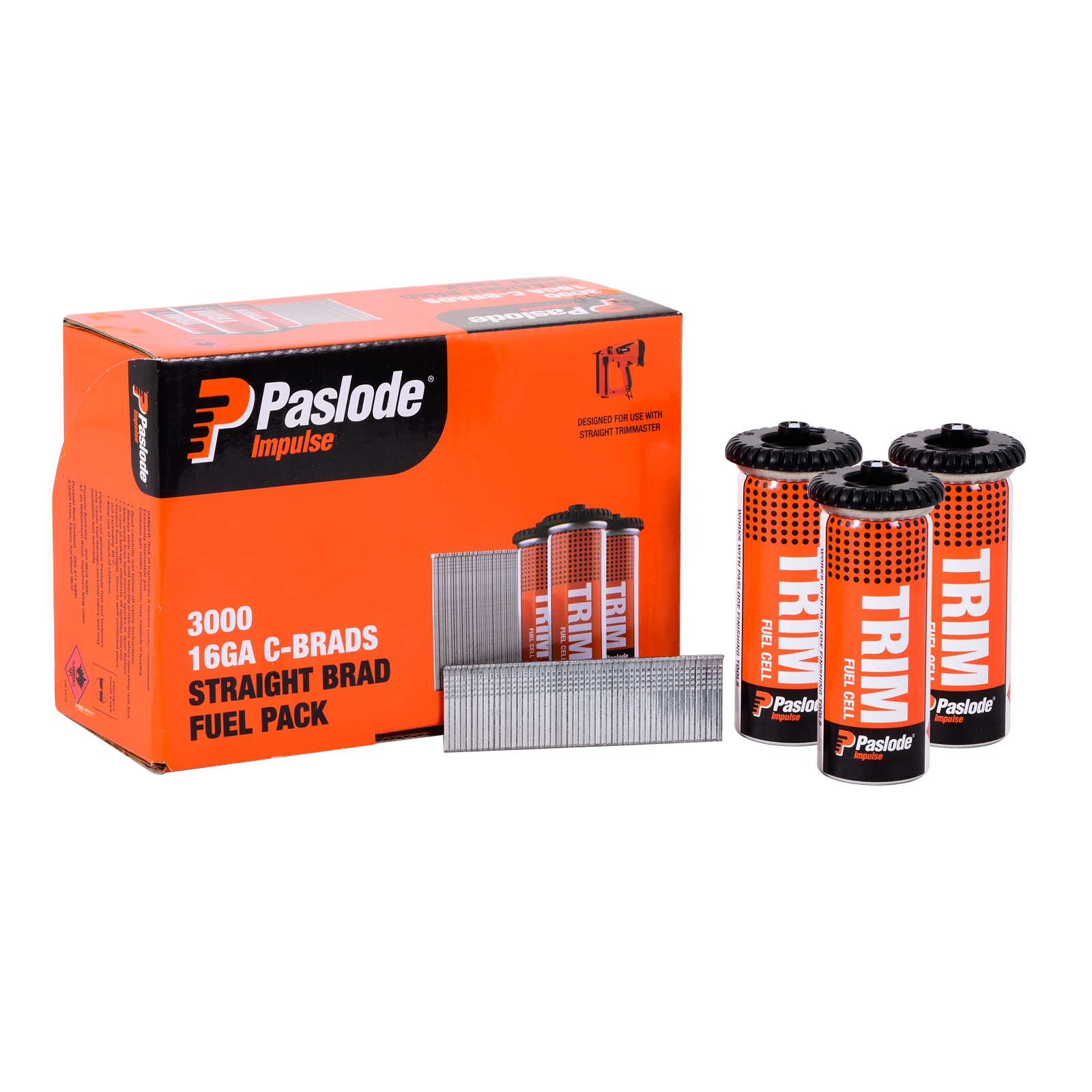 Paslode 65 x 1.6mm C65 Impulse Brad With Fuel - 3000 Pack, Galvanised 16G