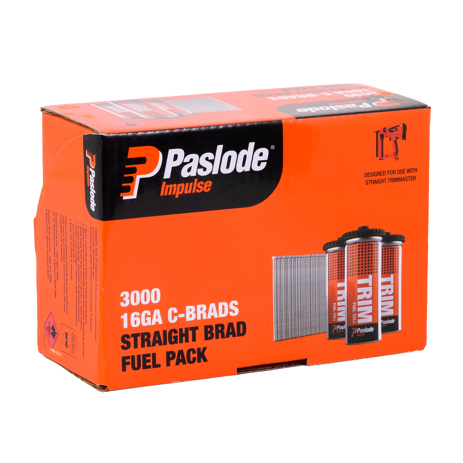 Paslode 65 x 1.6mm C65 Impulse Brad With Fuel - 3000 Pack, Galvanised 16G