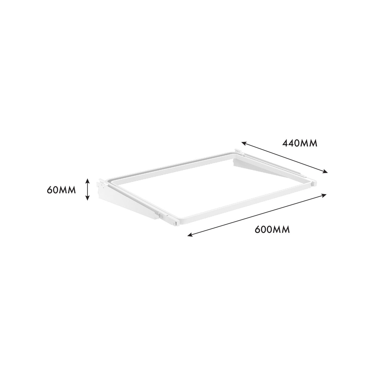 Flexi Storage Home Solutions 600 x 60 x 440mm White Steel Double Slot Sliding Basket Frame