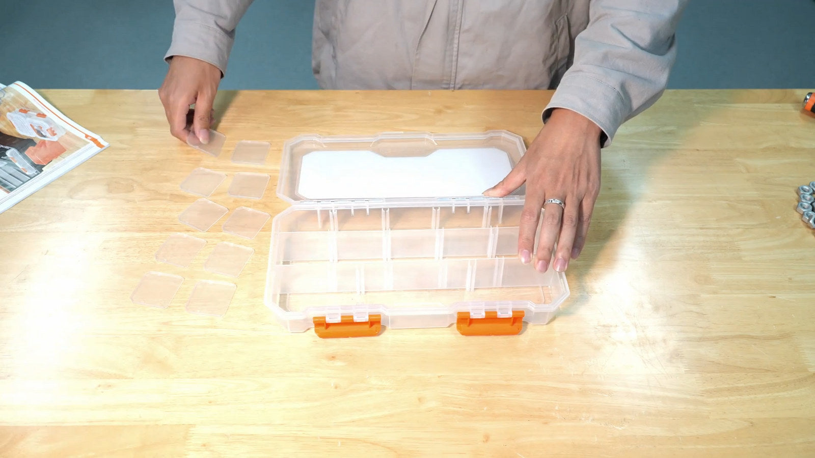 Tactix 13 Compartment Storage Box Transparent Polypropylene Removable Dividers Stackable