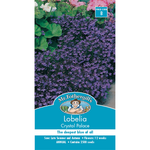Mr Fothergill's Lobelia Crystal Palace Flower Seeds - Deep Blue Edging Annual, 15cm