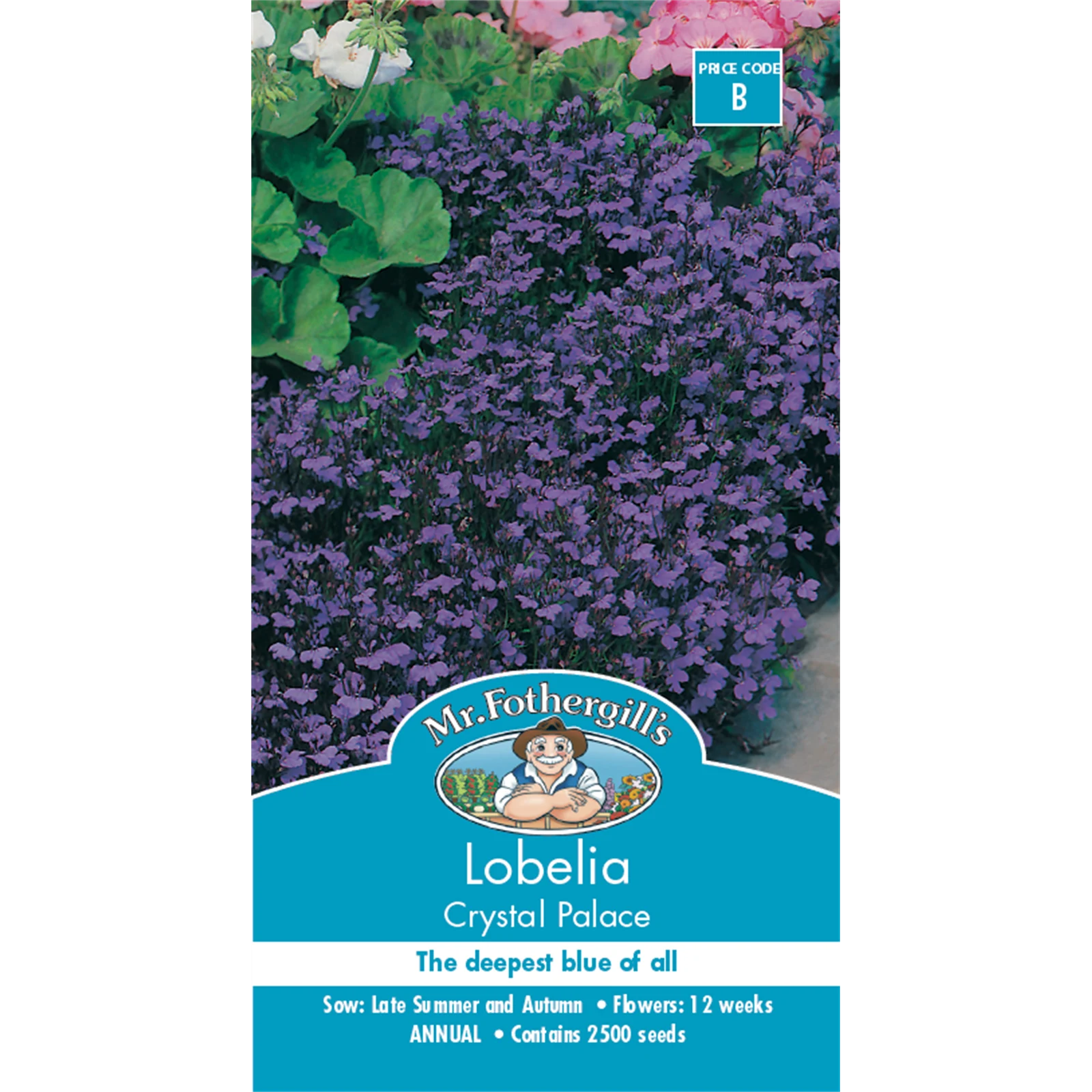 Mr Fothergill's Lobelia Crystal Palace Flower Seeds - Deep Blue Edging Annual, 15cm