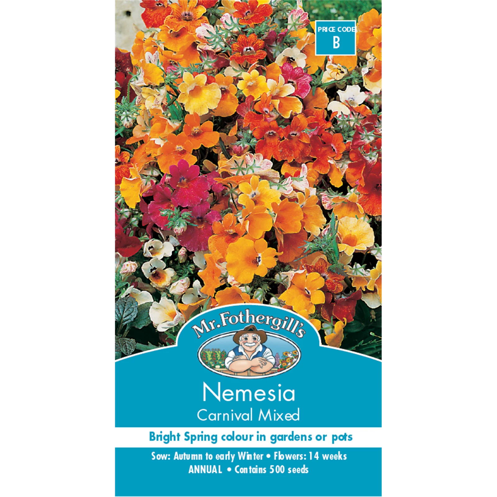 Mr Fothergill's Nemesia Carnival Mixed Flower Seeds - Bright Half-Hardy Annual, 25cm