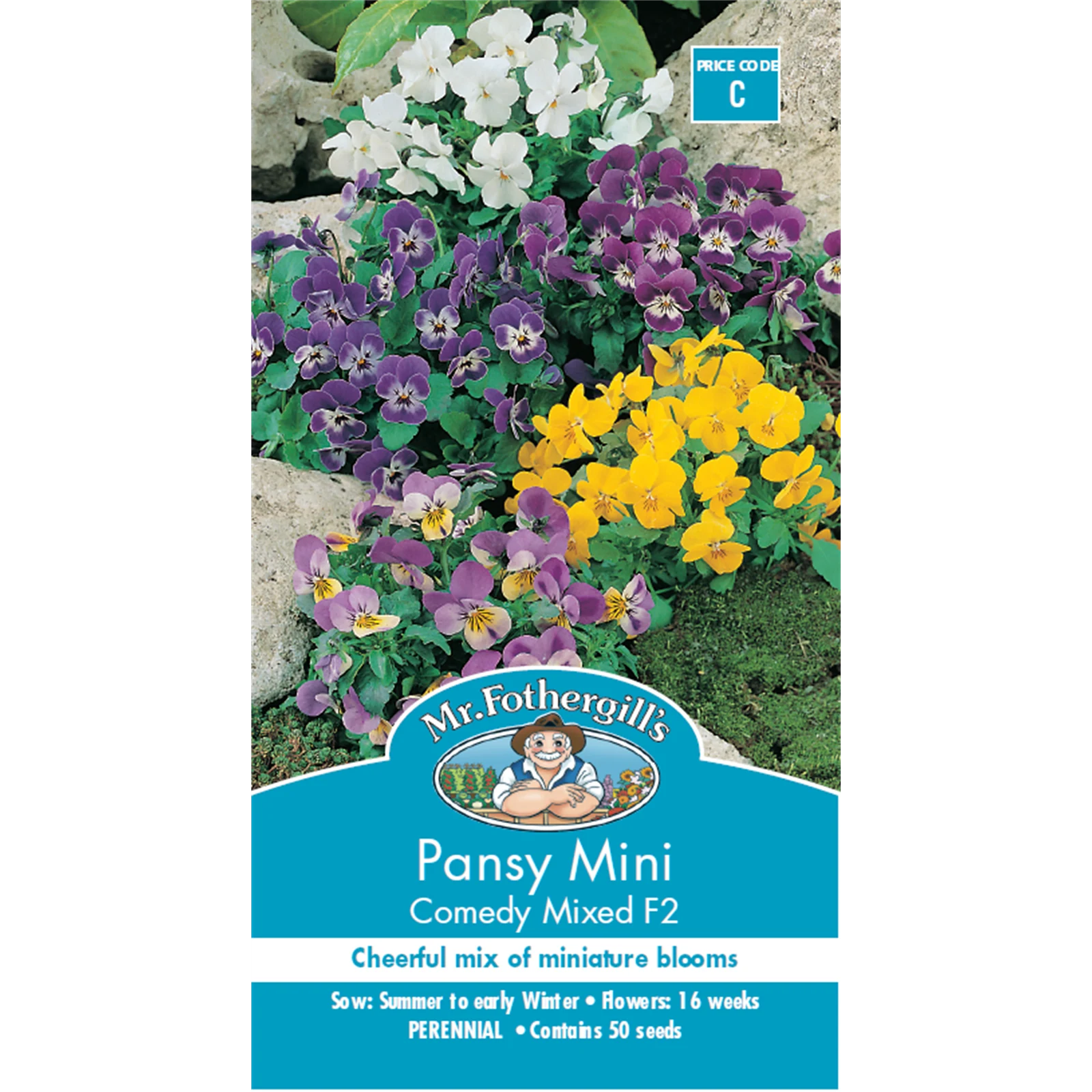 Mr Fothergill's Mini Pansy Flower Seeds Compact Blooms for Beds & Pots