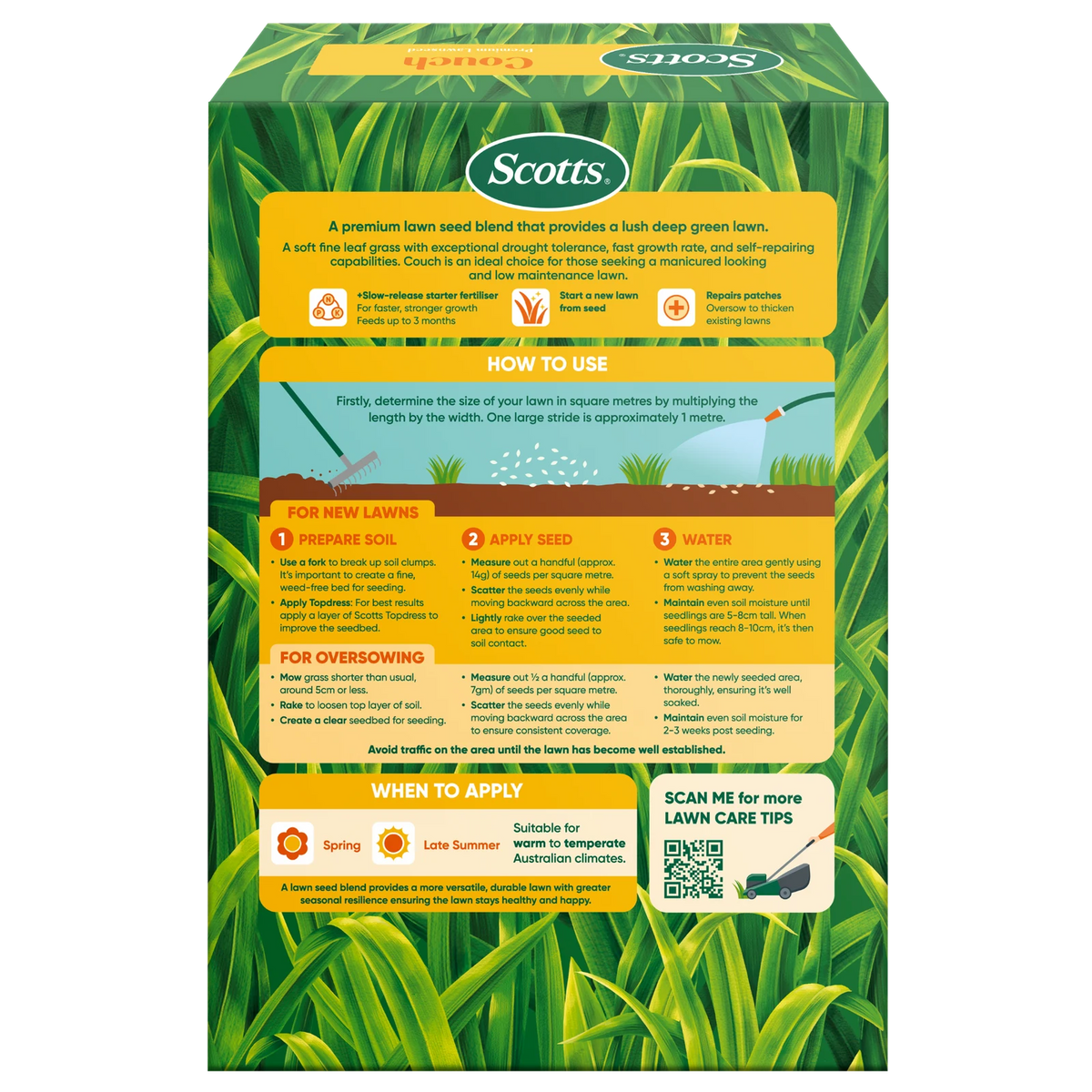 Scotts Lawn Builder Seed & Feed Couch Lawn Seed 1.4kg - 100sqm