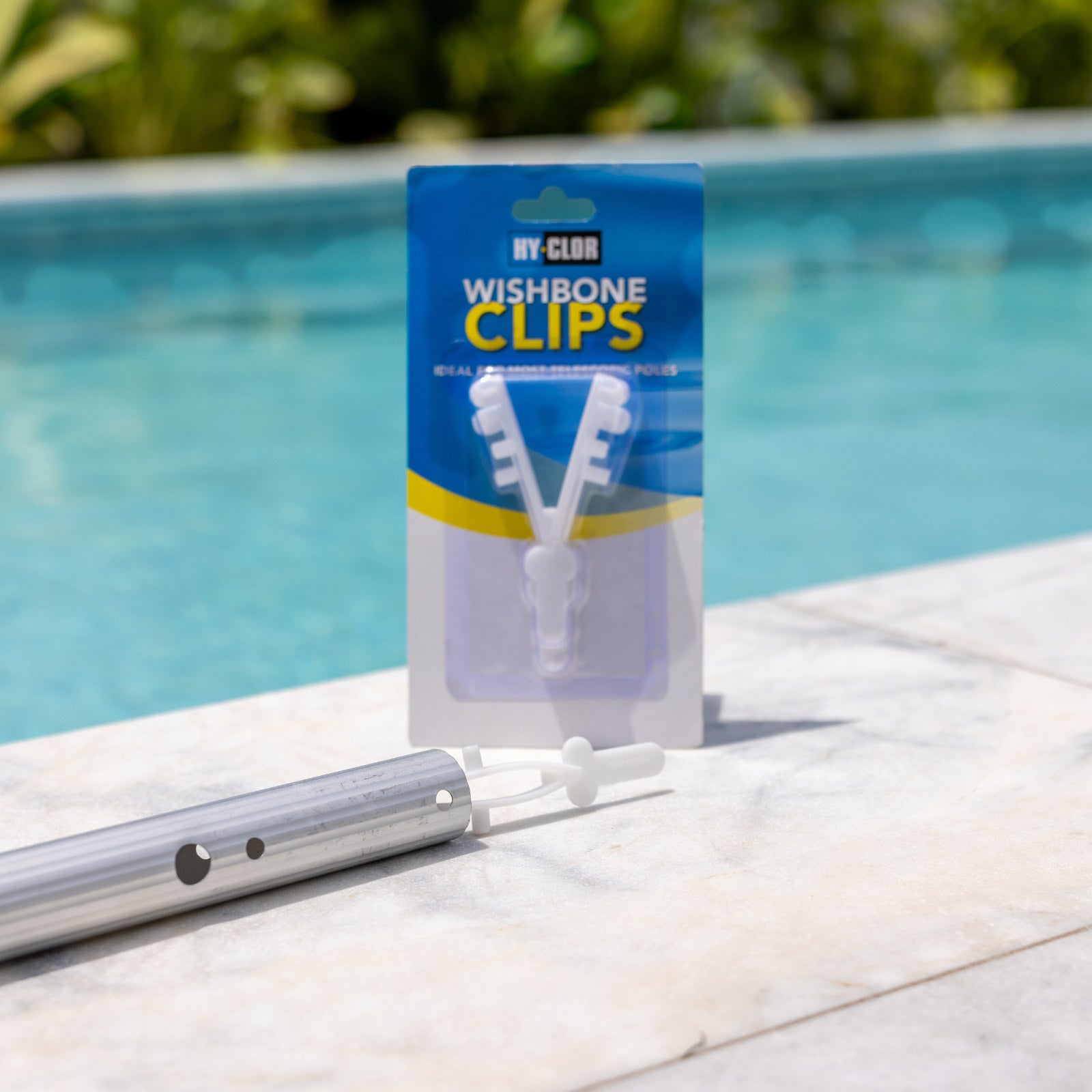 Hy-Clor Wishbone Clips 2 Pack Telescopic Pole Clips Chemical & UV Resistant White