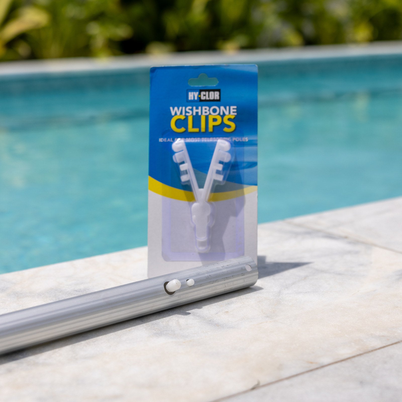 Hy-Clor Wishbone Clips 2 Pack Telescopic Pole Clips Chemical & UV Resistant White