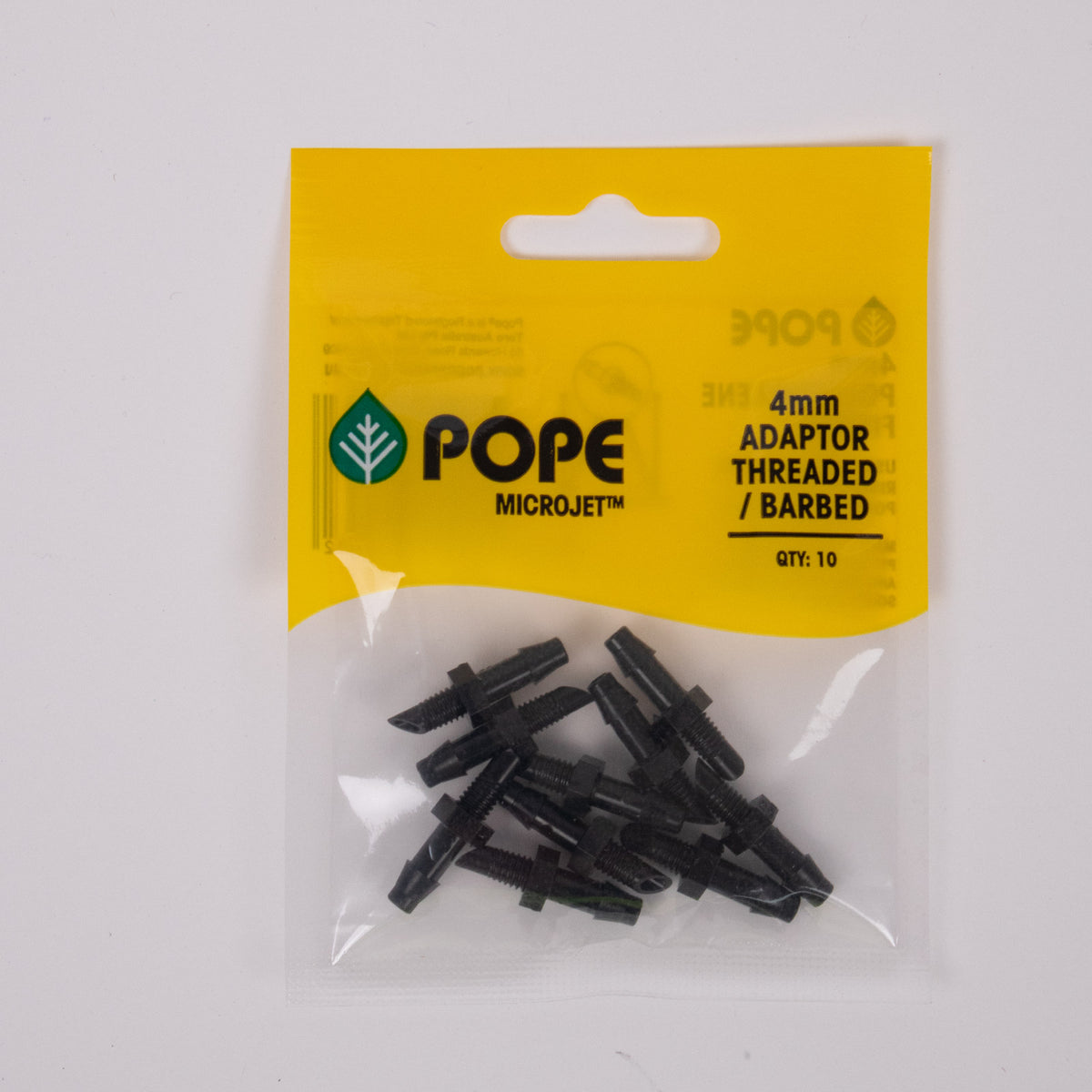 Pope 4mm Threaded Barbed Adaptor Polypropylene - 10 Pack