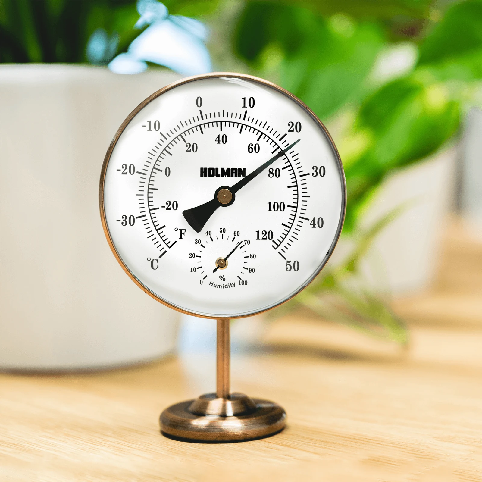 Holman Brass Thermometer and Hygrometer, Indoor / Outdoor