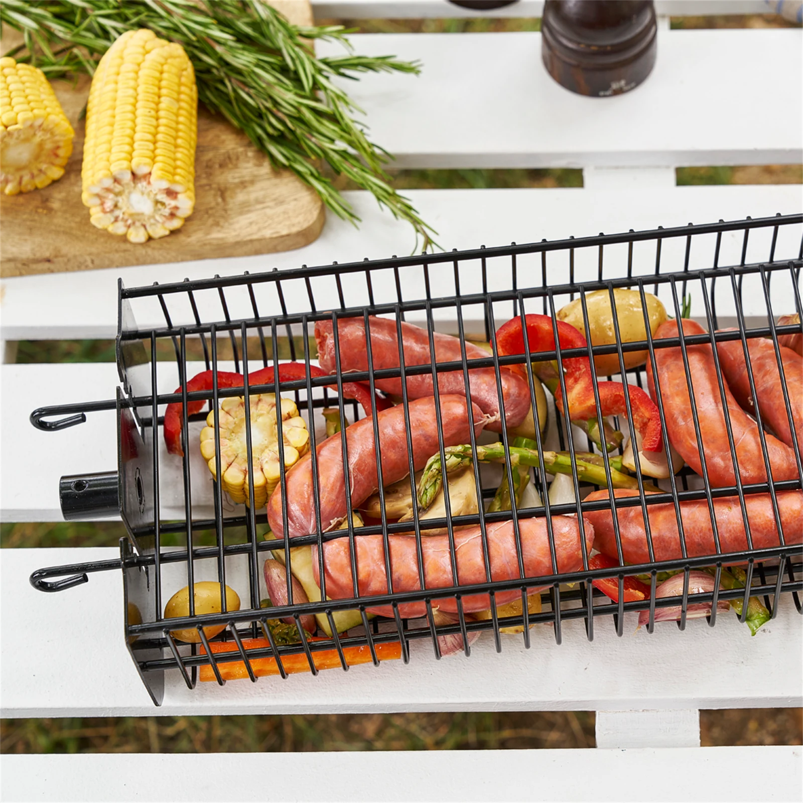 Matador Adjustable Rotisserie Basket - Stainless Steel Open Mesh for Even Cooking
