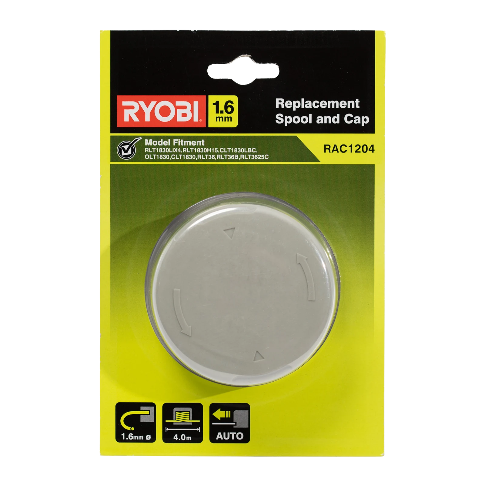 Ryobi 18V/36V Replacement Line Trimmer Spool and Cap RAC1204