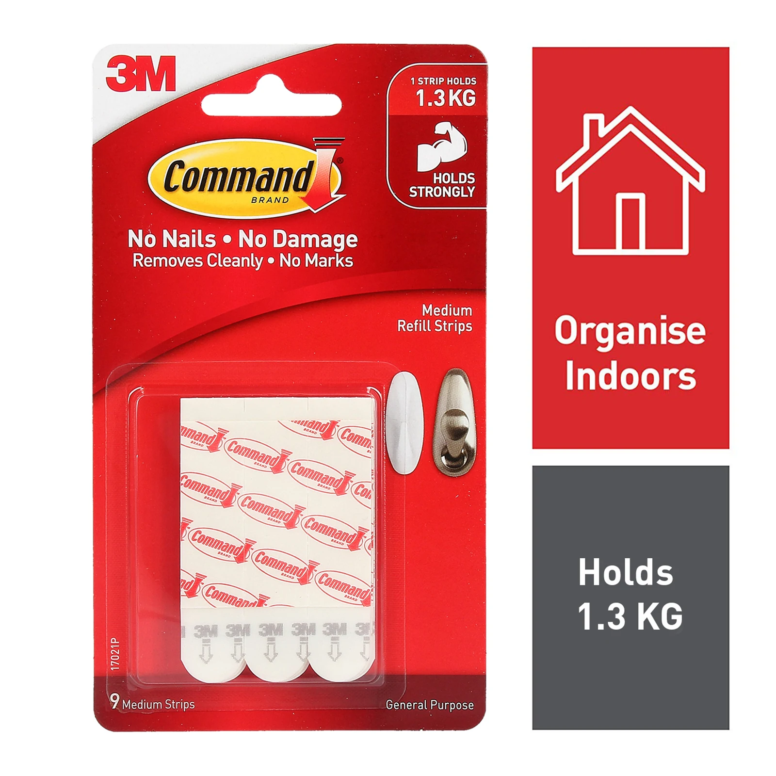 Command Medium White Adhesive Refill Strips 1.3kg - 9 Pack