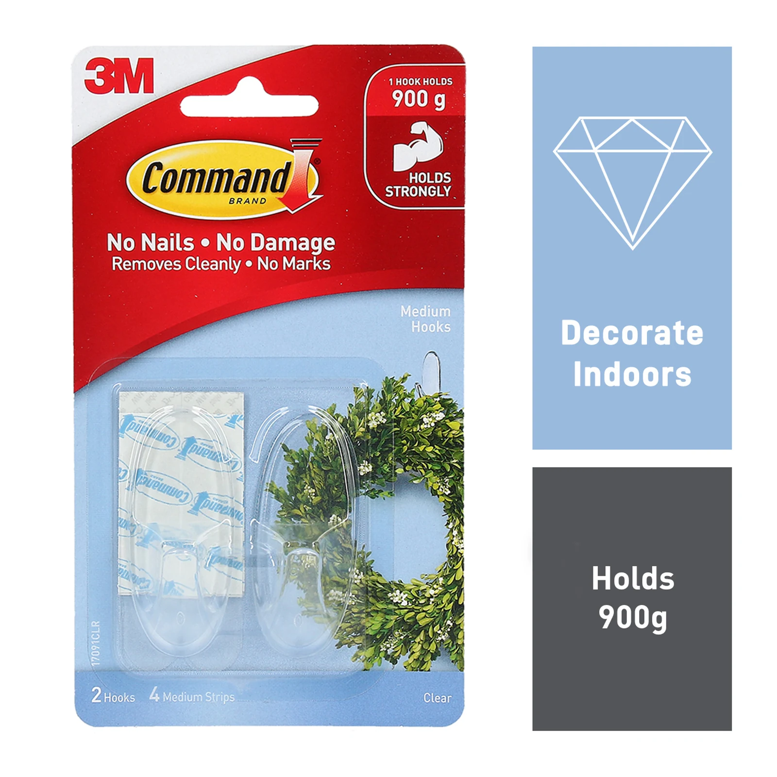 Command Medium Clear Adhesive Wall Hooks - 2 Pack, Damage-Free