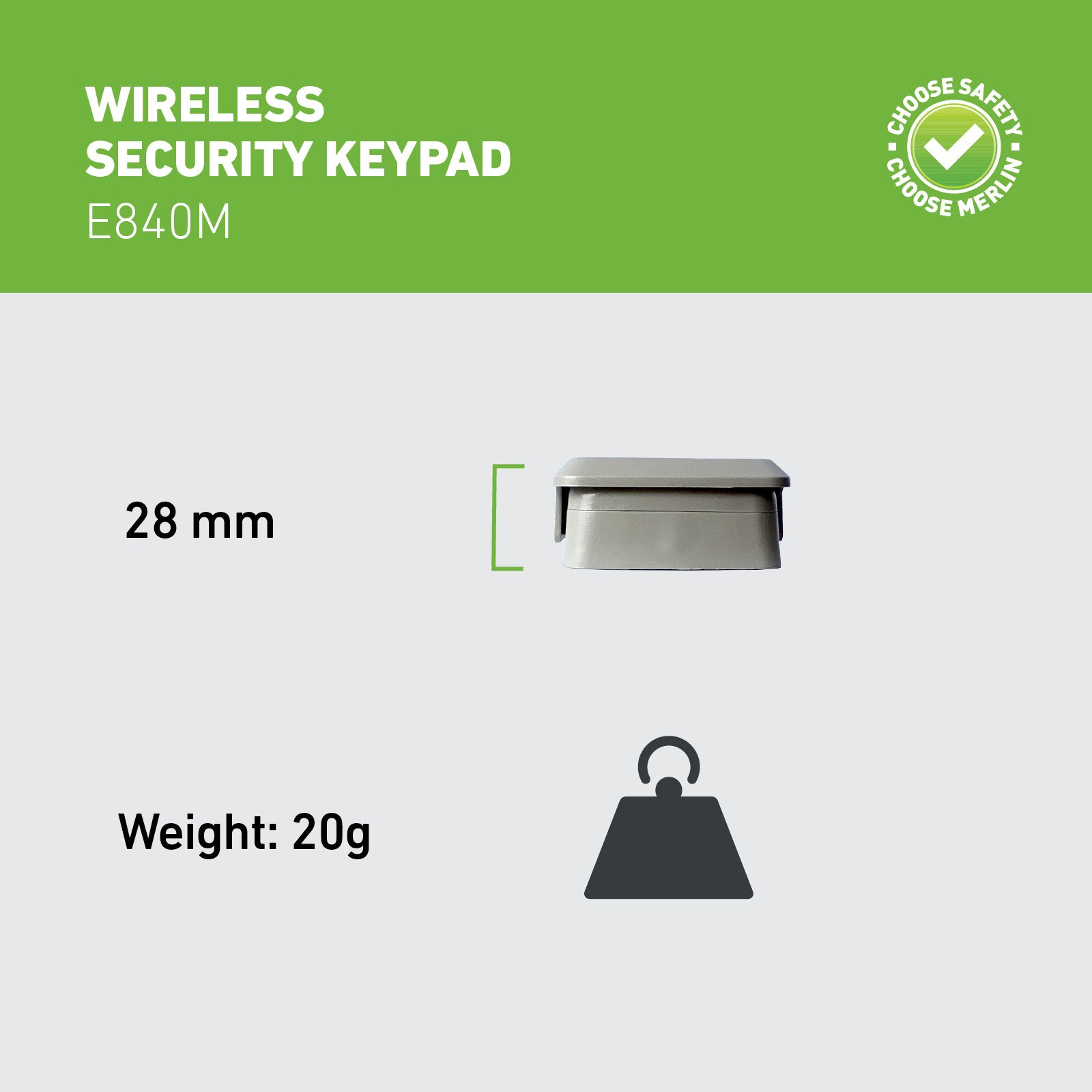 Merlin E840M Wireless Security Keypad for Garage Door Opener, Illuminated