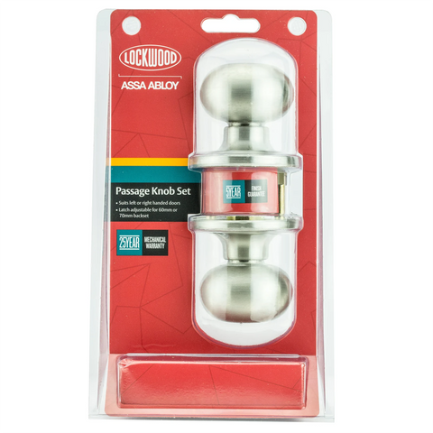 Lockwood Symmetry Passage Knob Set - Stainless Steel, Keyed, Residential