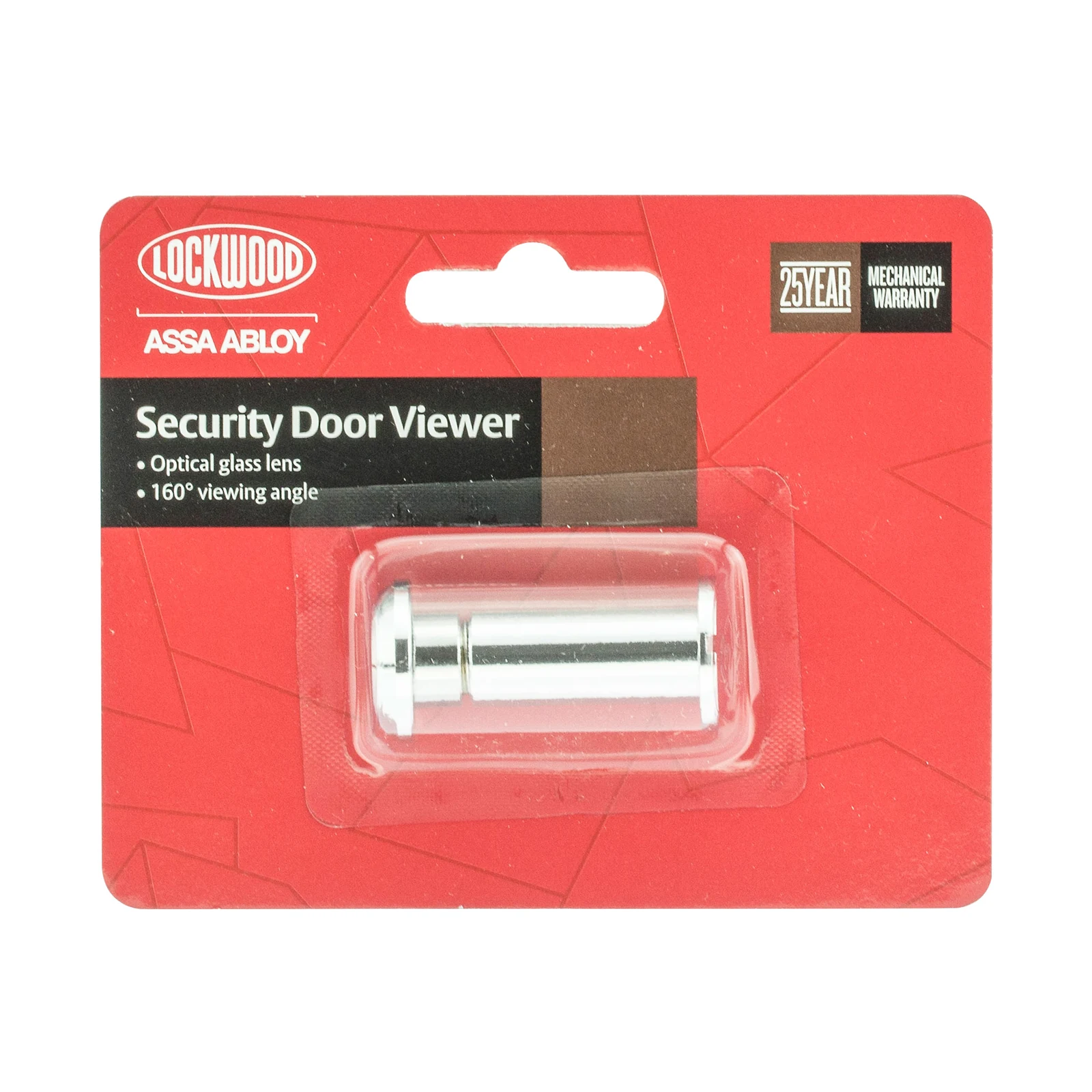 Lockwood 160 Degree Chrome Door Viewer Brass Wide-Angle Peephole