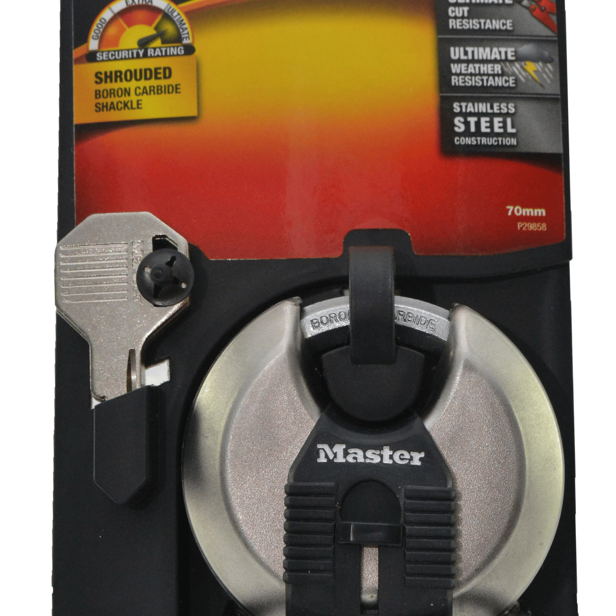 Master Lock 70mm Excell Disc Padlock Stainless Steel Shrouded Shackle