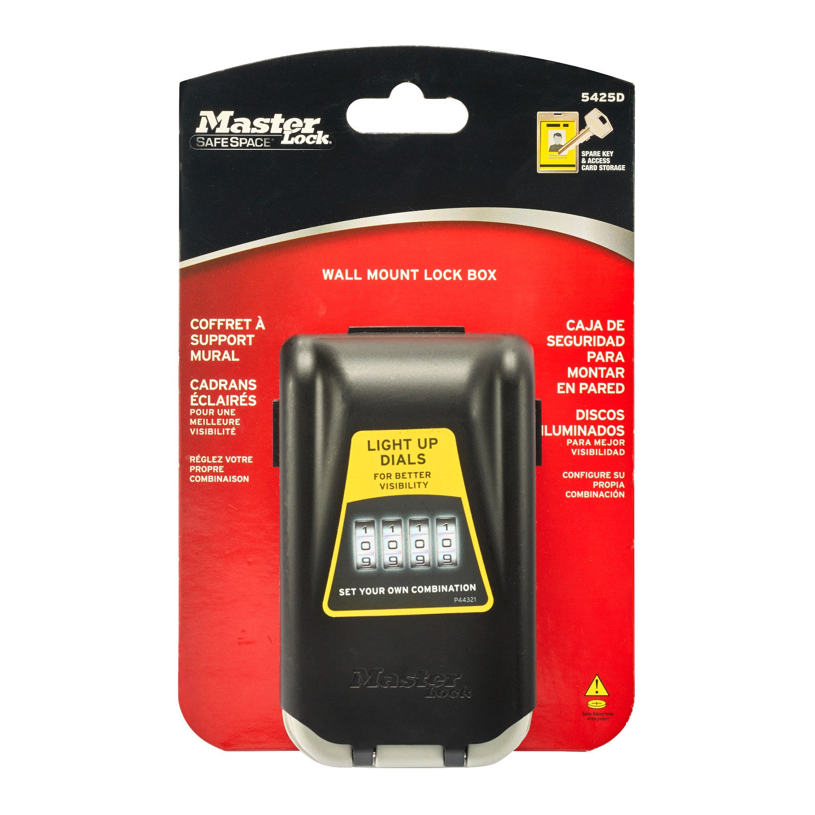Master Lock Light Up Wall Mounted Key Safe with Combination Lock, 5425DAU