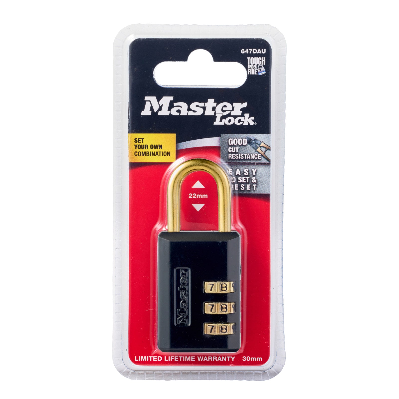 Master Lock 30mm Resettable Combination Padlock, Black