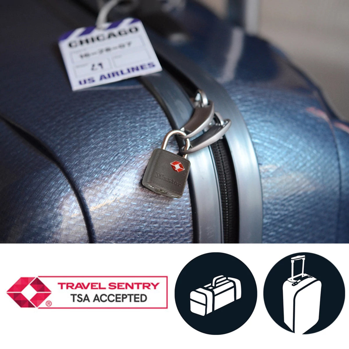 Master Lock TSA-Approved Wire Cable Combination Luggage Lock, 30mm, Resettable