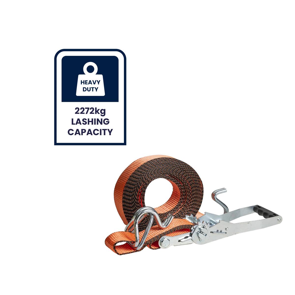 Grunt 50mm x 8m Ratchet Tie Down, Orange Polyester Webbing