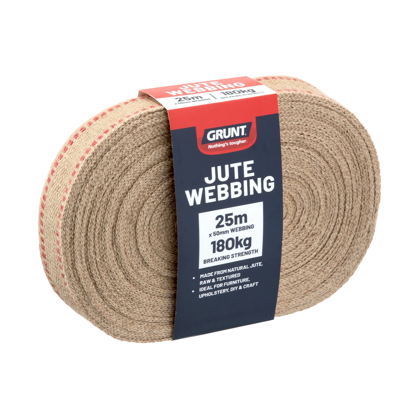 Grunt 50mm x 25m Jute Webbing, Brown, 180kg Break Strength