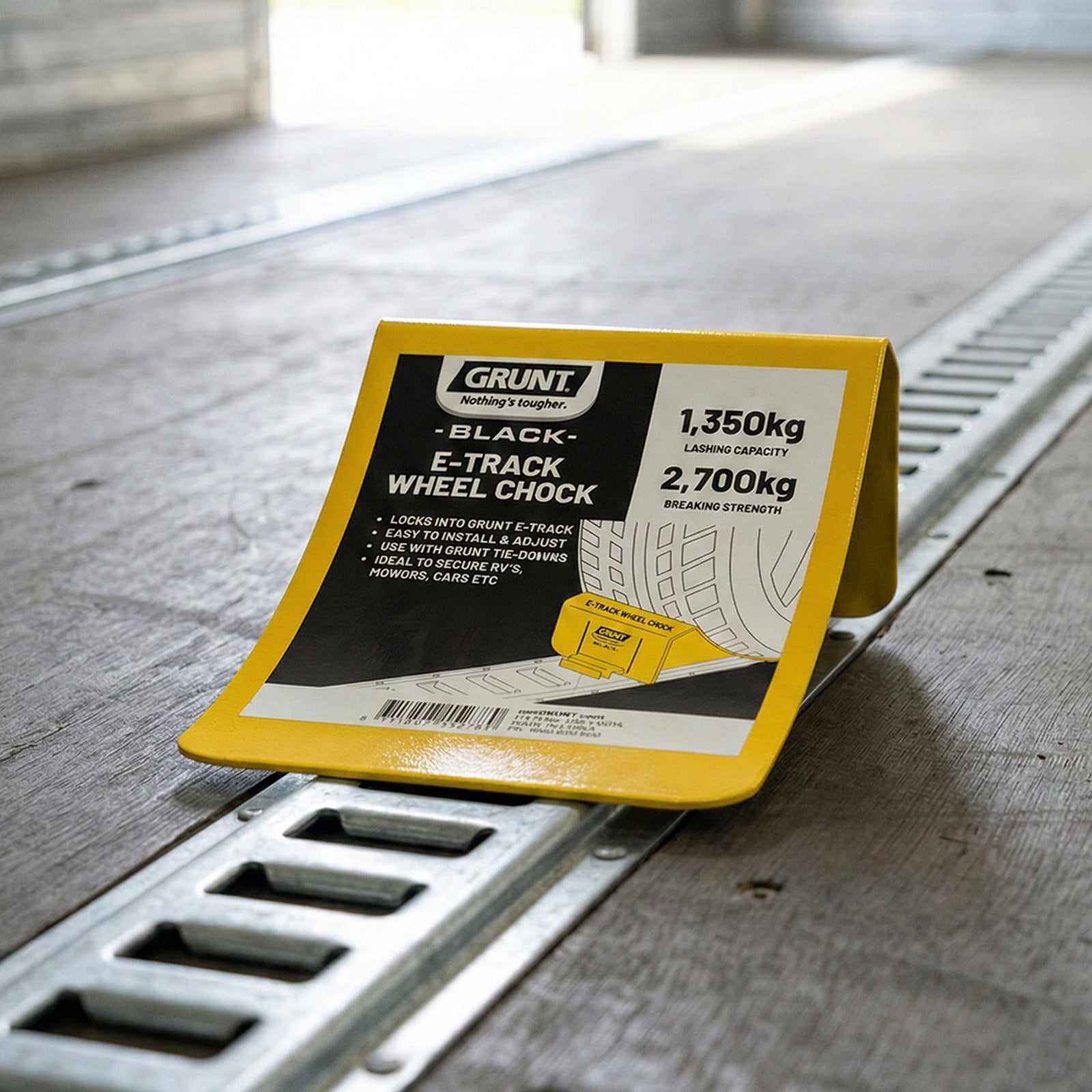 Grunt E-Track Wheel Chock 165 x 100mm Steel, Single