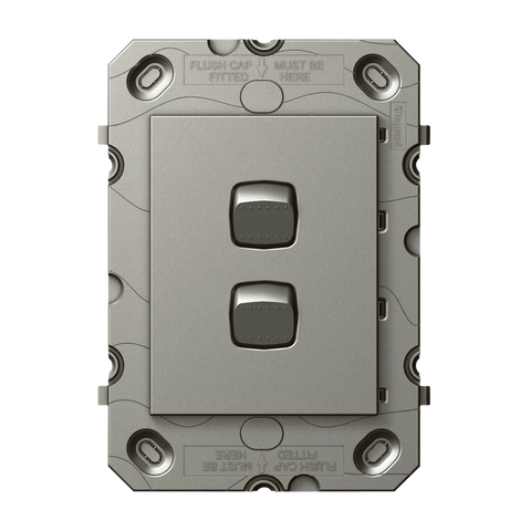 HPM ARTEOR 2 Gang Wall Switch Grid Only 240V Magnesium CDAR770/2MGN