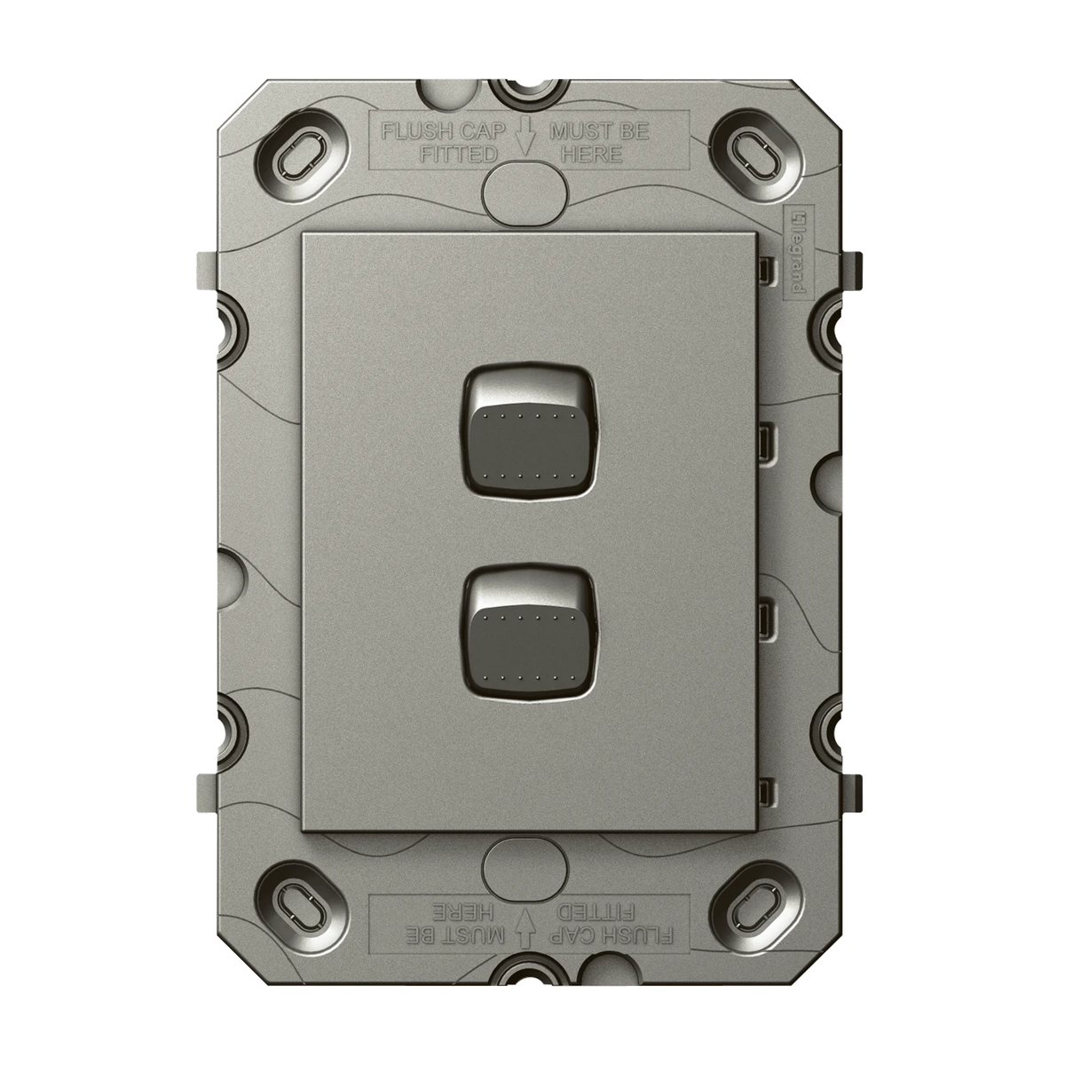 HPM ARTEOR 2 Gang Wall Switch Grid Only 240V Magnesium CDAR770/2MGN