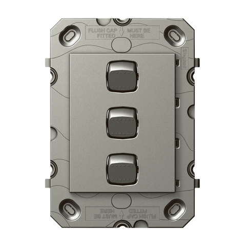 HPM ARTEOR 3 Gang Wall Switch Grid Magnesium 240V Polycarbonate