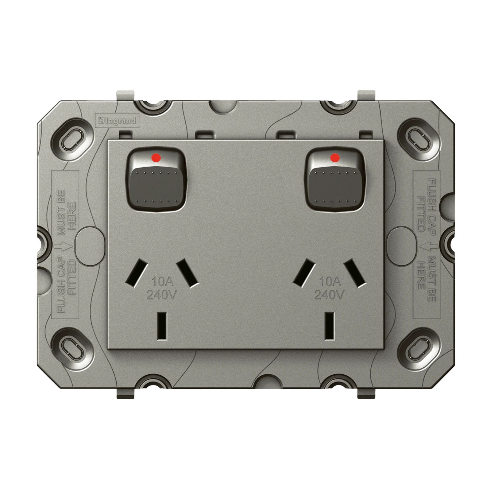 HPM ARTEOR Double Powerpoint Grid Only 10A 240V Magnesium CDAR777MGN